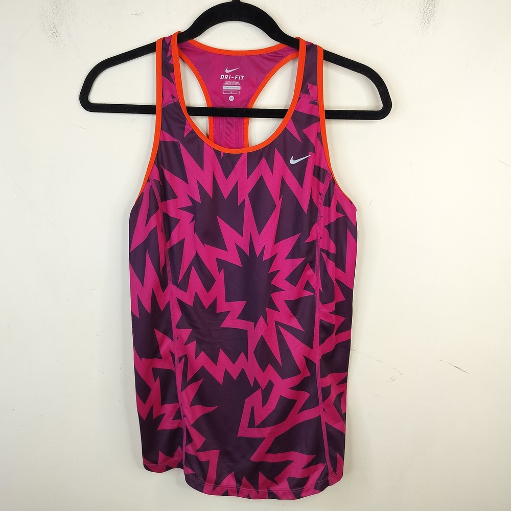 Nike Tank Top Medium Dri-FIT Racerback Geometric Athletic Pink Purple
